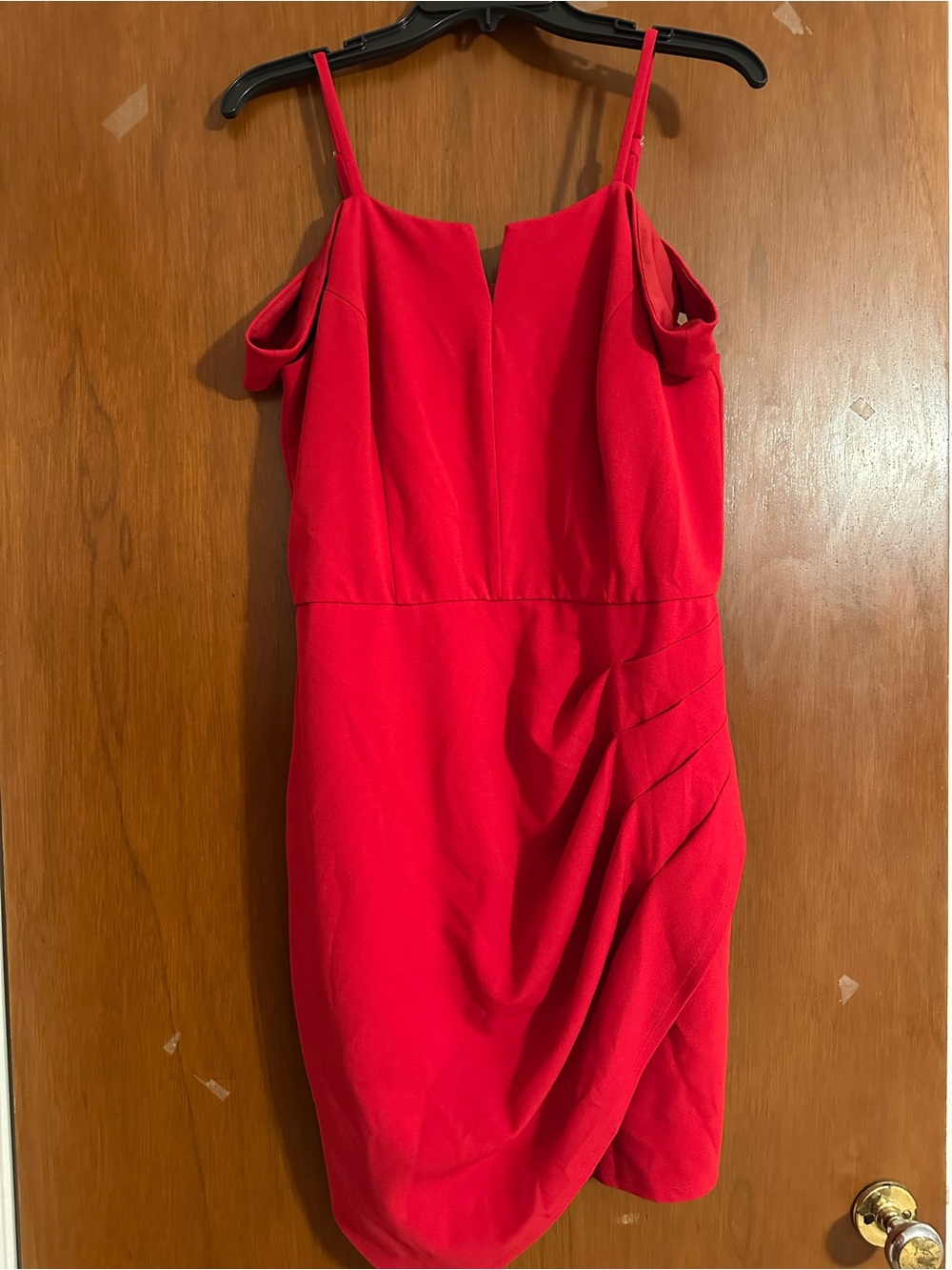 by & by Red Cold-Shoulder Midi Dress